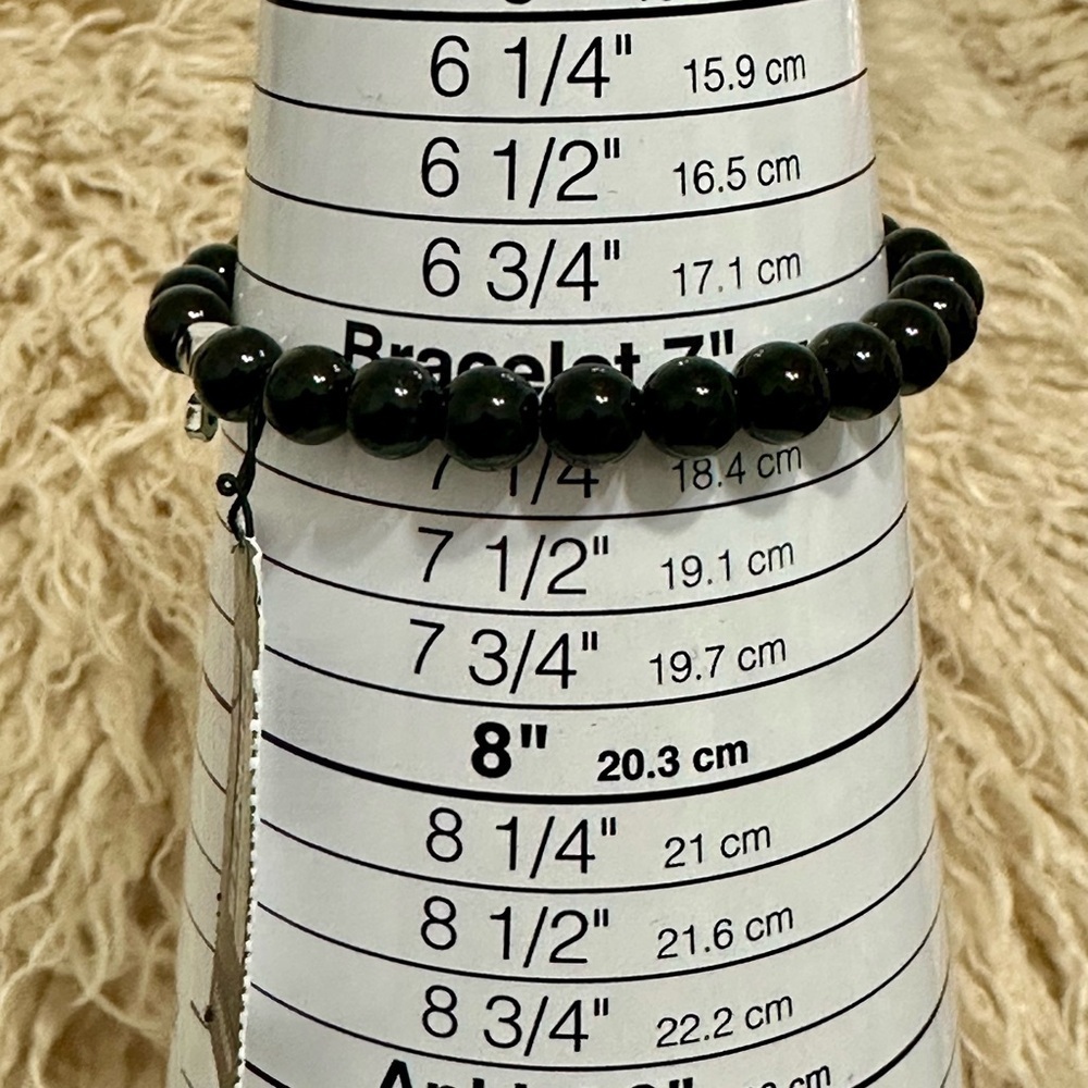 Express Men’s Genuine Stone Stretch Bracelet – Black Onyx / Agate – NWT - Picture 4 of 6